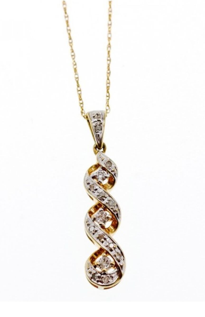 10K Yellow Gold Diamonds Chain With Pendant